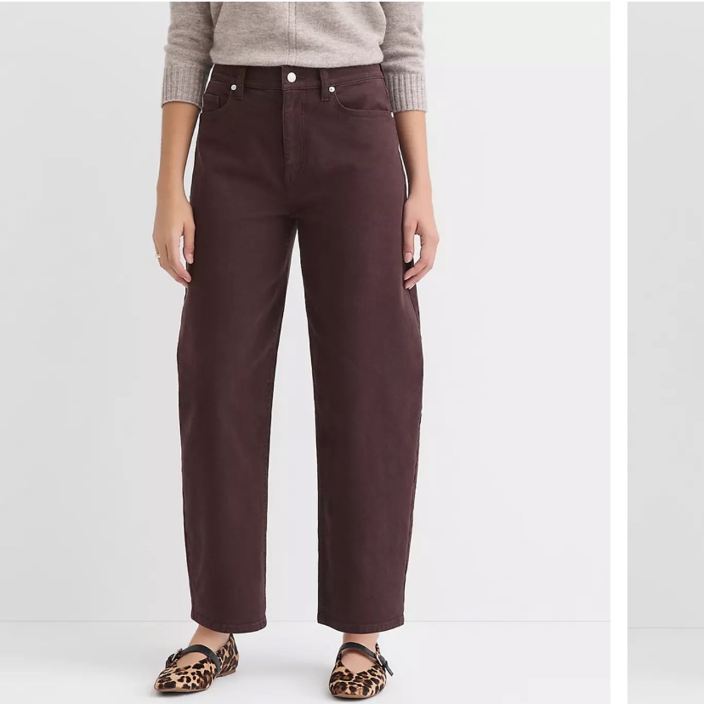LOFT Women's High-Rise Wide-Leg Jeans in Deep Burgundy